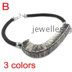 Free shipping Retail wire jewelry ,Charm Gun black wire bind handmade pendant necklace, NL-1574