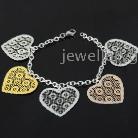 Free shipping jewelry ,Retail classical style stainless steel love heart pendant jewellery bracelet ,-1211