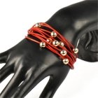 Free shipping Retail leather bracelet ,4 colors Magnet connect design jewelry beads real leather multi row bracelet ,-1392