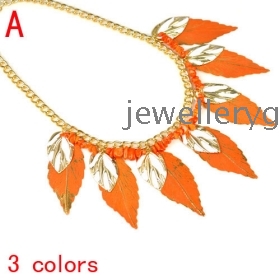 Free shipping ,Wholesale with colourful alloy leaves pendants funky necklaces ,3pcs/lot ,NL-1887