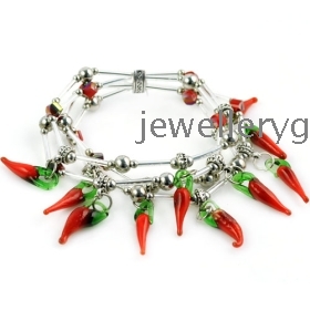 Free shipping bracelets ,Fashion Red pepper elastic bracelets , BR-1272 
