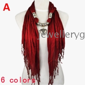 11pcs/lot (each color 1pcs ), Free shipping ,wholesale fashion jewelry heart bead pendant scarves ,11 colors ,NL-1802 