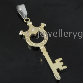 Wholesale jewelry ,free shipping ,stainless steel plating golden key style pendant ,pt-249