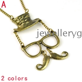 4 PCS/LOT Mix order ,Free Shipping ,Wholesale cute men's Beard with glasses and hat ,heard wear pendant necklace ,NL-1901 