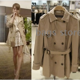 Han edition cultivate one's morality dust coat double-breasted badges women's dust coat 