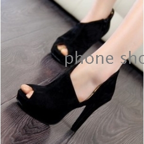 High with suede with fine deep mouth fish mouth single shoes high-heeled shoes for shoes low women's shoes