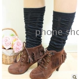 Tube socks in cotton wool socks their knees black female sox but W30       