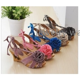 Diseñador de zapatos boca de pescado boca flores cuñas FenHui m azules sandalias púrpuras zapatos de tacón alto más color
