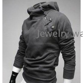 Slim Mens Jacket met capuchon sweater jas bontkraag Groothandel Zwart / Wit / Licht grijs / Donkergrijs