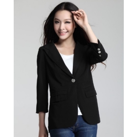 Free shipping New Fashion Women's Chiffon small  suit jacket black suit woman suit 8027