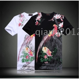 2012 summer peony compression personalized Chinese style peacock tattoo short-sleeved t-shirt men's short-sleeve clothing  