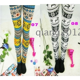 New Fashion Women's Knit Leggings  Tights Pants Pattern Warm pants Free Shipping 44colors mix color