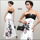 V-neck Tea-Length Bridesmaid Dresses Fab Flower Printed Strapless Evening Dress 09206WH