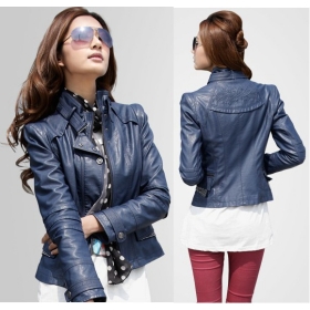 Free shipping 2012 new Autumn coat Korean  stand-up collar, Ladies motorcycle jacket women short Slim PU leather jacket1201