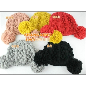 Free shipping Korean lovely balls wool hat autumn and winter Ladies knitting cap warm cap