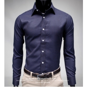 החולצה של גברים קוריאני סלים גברים חדשים פסים מזדמנים חולצות חולצות טריקו עם שרוולים ארוכי 5908 ML XL XXL