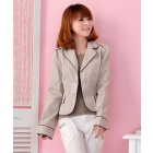 Spring clothing shop quality goods women's grey coat leisure long sleeve short jacket         