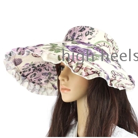 Piegare la parte superiore del cappello di ombreggiatura vuoti della signora di estate grandi grondaia, l' uv berretto cappello da sole rurale