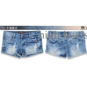 New jeans shorts female hot pants pale blue wear out very hot drill fashion hot pants han edition tide           