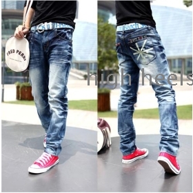 High quality and low waist MiZiQi man  whisker han edition straight bottom jeans (a big yards)              