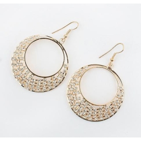 Europe and the diamond earrings eardrop fashion temperament star female ShanZuan hollow out circle         