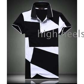 Male of cultivate one's morality short-sleeved cotton T-shirt 2012 new summer LiLing leisure half sleeve black and white spell color small unlined upper garment         