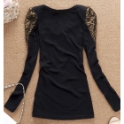 Fashionable color long-sleeved T-shirt cultivate one's morality spell show thin black low round render unlined upper garment of spring 2012 brought the new dress         