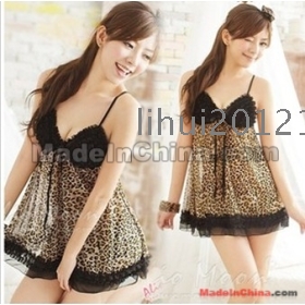 Bud silk gauze leopard grain sexy lingerie female appeal pajamas sexy pajama game uniforms to leopard lovely