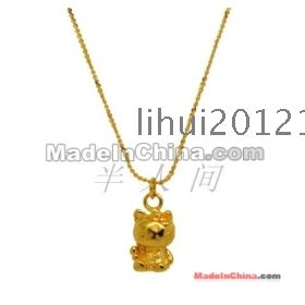 Cute little rabbit gold-plated necklace with women's bride wedding  gold jewellery millipede golden alluvial gold necklace