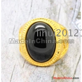 Male money gold-plated ring  gold ring alluvial gold ring "with black stone