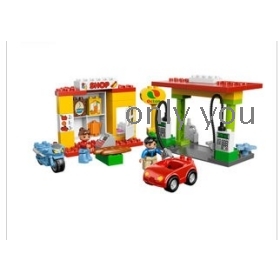 New product  depot theme spells build by laying bricks or stones series L6171 gas station building toys 