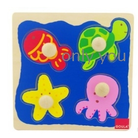 Wood play family Spanish brand GOULA fruit happy children's  jigsaw puzzle 53009 Marine animals 