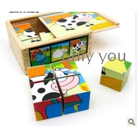  design and grain square animal stereo jigsaw puzzles  educational toys 0 to 3 years old 