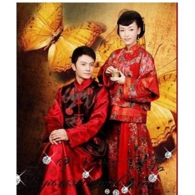  A hagyományos kínai esküvői ruha a ruha show és férfiak MA3 jia3 feleségül vette a kabátot bor ősi ruházat