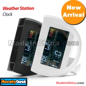 Free shipping 2pcs/lot New Arrival Weather Station Temperature and Humidity Calendar Large Color Weather Display alarm clock Dropship Hot Sale Gifts