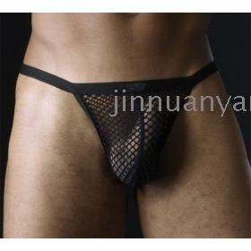  Hot Sale 30 PCS Man's Gauze Fish Net Sexy Nightwear Underwear Men's mesh thong Black White Purple 3 Colour For You Choice Free Shipping!