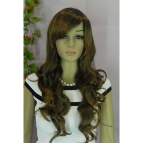 Free shipping Hot Sale Womens Sexy Brown Synthetic Cosplay Mid-Long Wave Fancy Dress Lady Wig#5