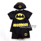 Hot Sale Batman Black Colour Cute Cartoon Swimsuit +Bathing Cap For Boys Free Shipping!