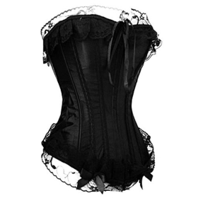 New Arrival 3pcs/lot Noble Satin Lingerie Women Satin Up Boning Corset & Bustier Black Free Shipping