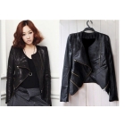 free shipping! women faux leather;zip-up,cropped slim PU leather jacket (Drop Shipping Support!)
