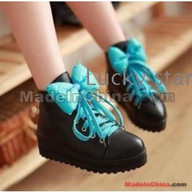 Color matching bowknot large base shoe boots for high summer  boots lady's