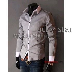 Free Shipping New Mens Shirts Casual Slim Fit Stylish Shirts Long sleeve shirt US 