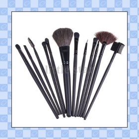 12 PCS Professioal Makeup Brush Set with Black Leather Case, Free Shipping, Dropshipping 