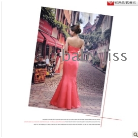  border day bearing the brand LF6683 watermelon red wedding fishtail gown toast dress fair maiden show thin) 