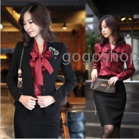 Free shipping 2012 new office lady formal skirt suit women, 1 suit =Jacket + Shirt + Skirt, with corsage, size M, L, XL, XXL 