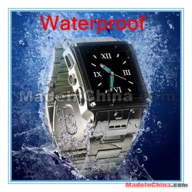 Free shipping by China Post! Quad-bands stainless waterproof Wrist watch phone W818 with camera 