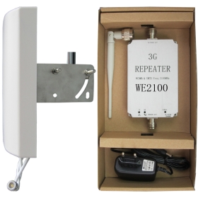 Suggest 30-180 square meters 3G WCDMA-UMTS/CDMA2000-EDVO 2100MHz cell phone signal booster repeater  amplifier Include 10m cable+a panel antenna+a small antenna 