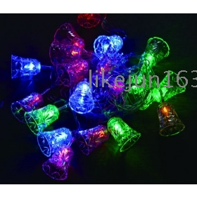 Waterproof Jingle Bells LED Christmas lights,10Meter-100leds(100bells) with controller,End to End,7colors available