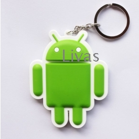 [Hot] Free Shipping 50pcs/Lot Christmas Gift Green Brown Plastic Couple Key Chain Handbag Chains Cute Android Robot Keychain