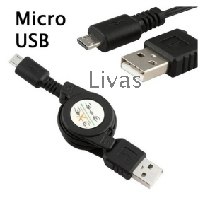 [Hot] Free Shipping 100% High Quality Retractable Micro USB Cable Data Sync Charger Cable For H-T-C Black-berry Sum-sang Nokai